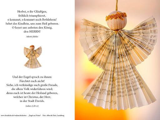 Weihnachtskarte „Engel aus Noten“