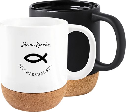 Große Keramiktasse mit Korkboden, individuell bedruckt