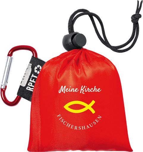 Regenponcho aus LDPE in Tragetasche, individuell bedruckt