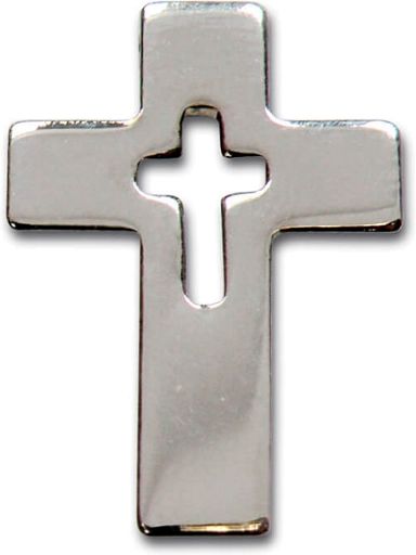 Metall-Anstecker Kreuz, silber