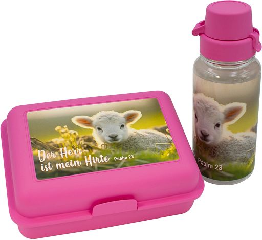 Schul-Set mit Trinkflasche und Vorratsdose, pink