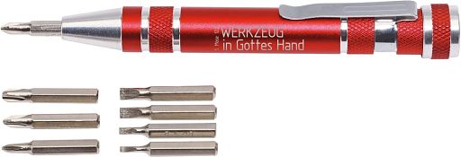 Stift-Bit-Set, 8-teilig, rot