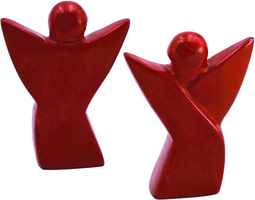 Schutzengel aus Speckstein, rot