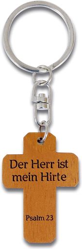 Schlüsselanhänger Kreuz aus Holz Psalm 23