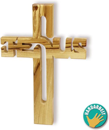 Holzkreuz Jesus aus Olivenholz, 20 cm