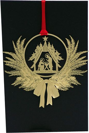 Baumschmuckaus Metall, Krippe