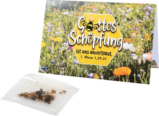 Klapp-Kärtchen mit Bienenwiesen-Samenmischung
