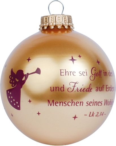 Christbaumkugel Ehre sei Gott in der Höhe, gold