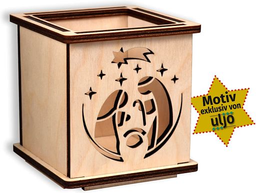 Holz-Windlicht Krippe