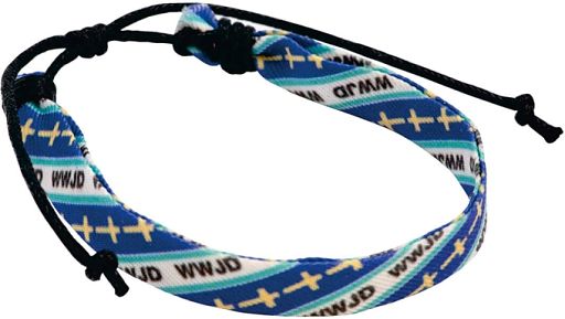 Stoffarmband W.W.J.D., blau