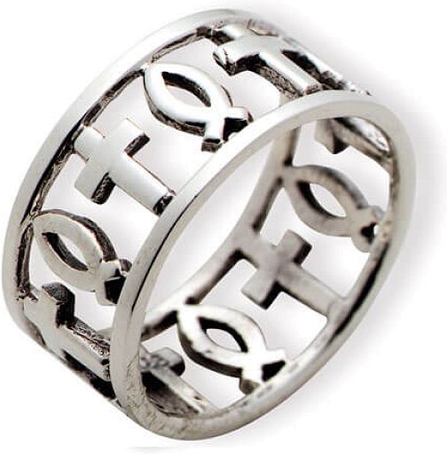 Ring - Fisch und Kreuz