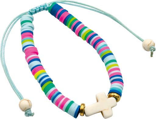 Armband Kreuzperle, himmelblau