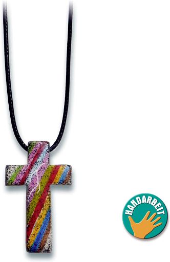 Halskette - Kreuz Speckstein, pink