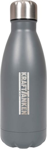 Trinkflasche Edelstahl Kraft tanken, grau