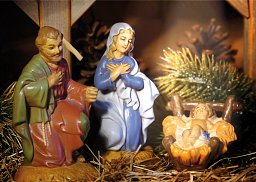 Weihnachtskarte Kind in der Krippe