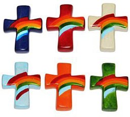 Handschmeichler Regenbogenkreuz aus Speckstein