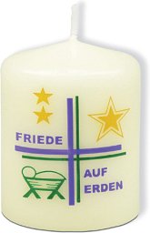Kerze „Friede auf Erden“ 6 x 5 cm