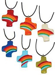Halskette Kreuz - Regenbogen aus Speckstein
