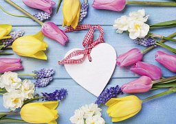 Alster-Karte Blumen und Herz, mit Text