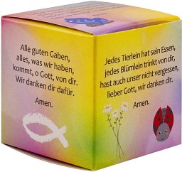Würfel mit Tischgebeten für Kinder aus Karton
