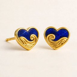 Herz Ohrringe „Ahava“, vergoldet und Lapislazuli: Geschenke für Frauen