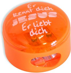 Doppel-Anspitzer - Er kennt dich, orange
