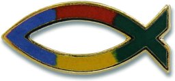 Metall-Anstecker Ichthys, regenbogen