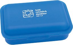 Frühstücksdose „Seid reichlich dankbar“, blau