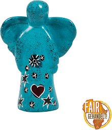 Figur Speckstein -Schutzengel klein - Herz, cyan