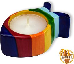 Teelichthalter Speckstein - Ichthys - Regenbogen