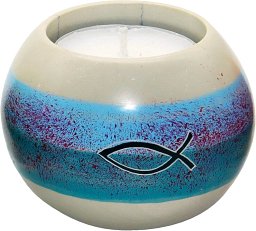 Teelichthalter aus Speckstein Ichthys, blau