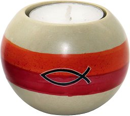 Teelichthalter aus Speckstein Ichthys, rot
