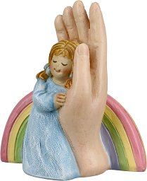 Figur - Kind in Hand mit Regenbogen