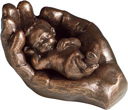 Skulptur - In seiner Hand, bronzefarben