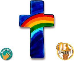 Taschenkreuz Speckstein - Regenbogen, blau