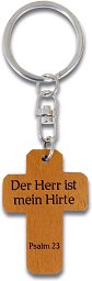 Schlüsselanhänger Kreuz aus Holz Psalm 23