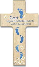 Holzkreuz - Gott segne und behüte dich, blau