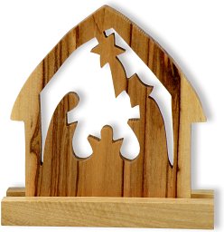 Krippe aus Olivenholz zum Aufstellen