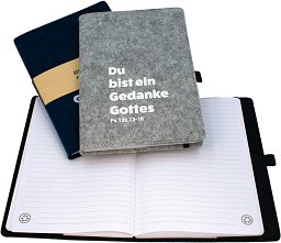 Notizbuch DIN A5 aus rPET-Filz, grau
