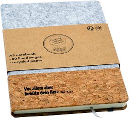 Notizbuch DIN A5 aus Kork & RPET-Filz