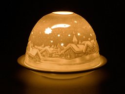 Porzellan Windlicht Schneelandschaft