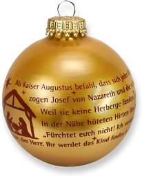Christbaumkugel Weihnachtsgeschichte, gold