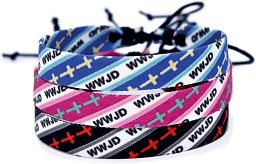 Stoffarmband W.W.J.D., schwarz