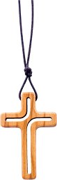 Halskette mit Anhänger Kreuz aus Olivenholz