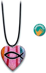 Halskette Herz, Ichthys Speckstein, pink
