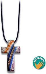 Halskette - Kreuz Speckstein, blau