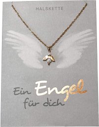 Halskette „Ein Engel für dich“, grau/gold: Kommunionsgeschenke