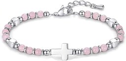 Perlenarmband Kreuz, pink