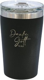 Doppelwandiger Thermobecher aus recyceltem Edelstahl, schwarz
