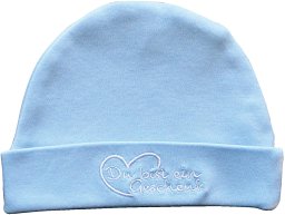 Baby-Mütze Du bist ein Geschenk, himmelblau: Geschenke aus Stoff